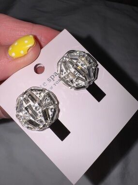 NWT Kate Spade Brilliant State Crystal Leverback Earrings - Clear/Silver